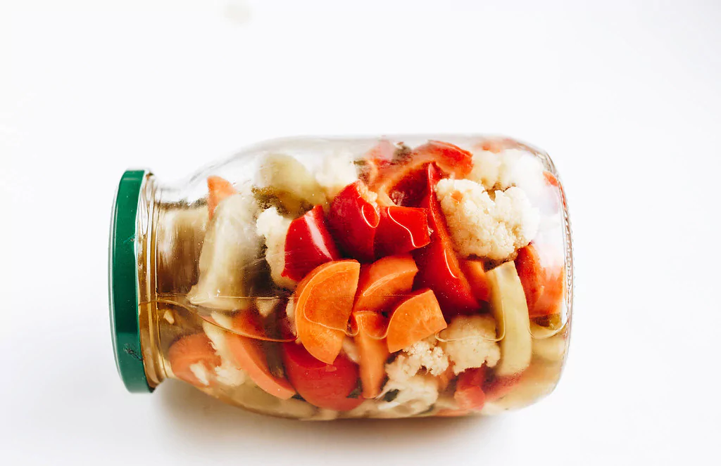 Canned vegetables in a jar